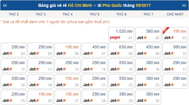 Giá vé máy bay hcm đi phú quốc