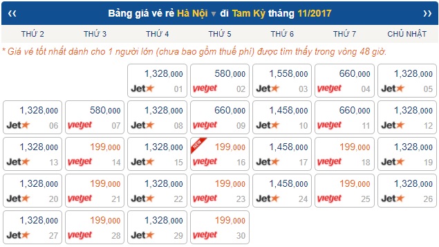 Vé máy bay Hà Nội đi tam kỳ