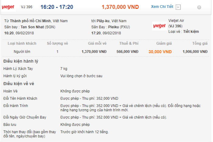 vé máy bay giá rẻ từ tphcm đi pleiku