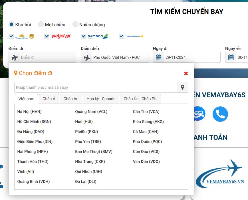 Đặt vé máy bay rẻ nhất đến Phú Quốc