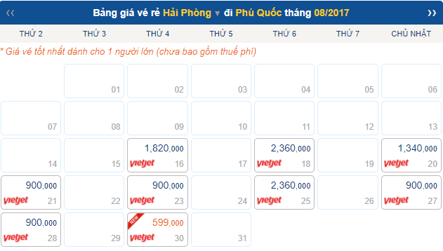 Vé máy bay Hải Phòng Phú Quốc