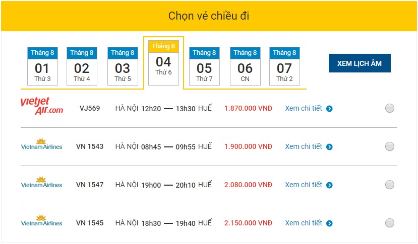 vé máy bay hà nội đi huế