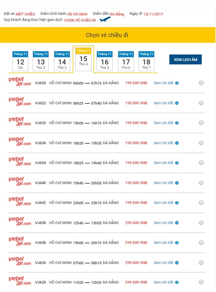 vé máy bay sài gòn đà nẵng Vietjet